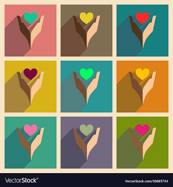 Concept of flat icons with long shadow heart hands vector image