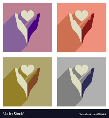 Concept of flat icons with long shadow heart hands vector image
