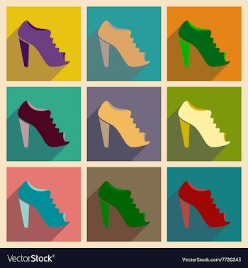 Concept of flat icons with long shadow heeled vector image
