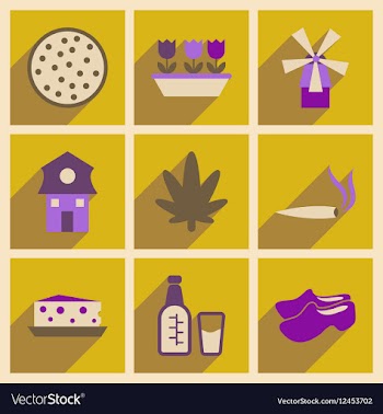 Concept of flat icons with long shadow Holland vector image
