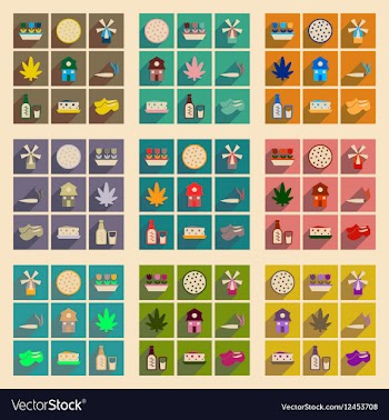 Concept of flat icons with long shadow Holland vector image