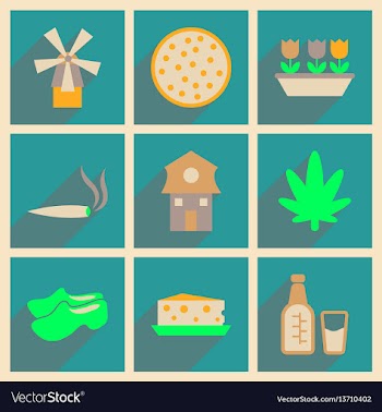 Concept of flat icons with long shadow holland vector image