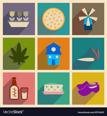 Concept of flat icons with long shadow holland vector image