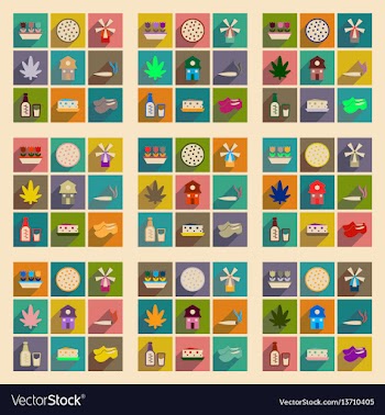 Concept of flat icons with long shadow holland vector image