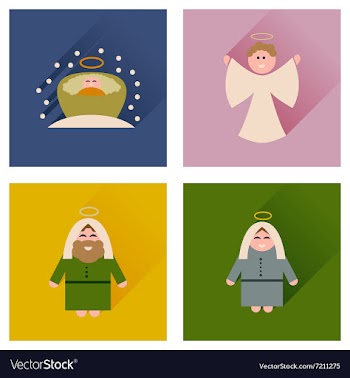 Concept of flat icons with long shadow holy Family vector image