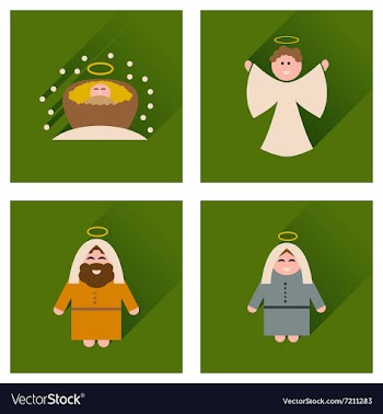 Concept of flat icons with long shadow holy Family vector image