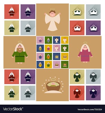 Concept of flat icons with long shadow holy Family vector image