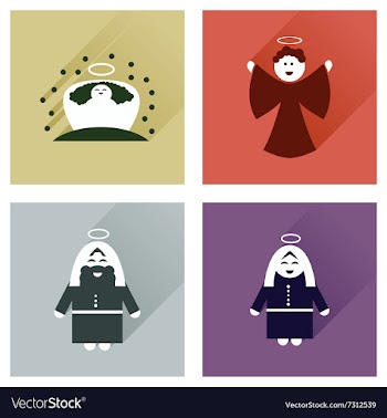 Concept of flat icons with long shadow holy Family vector image
