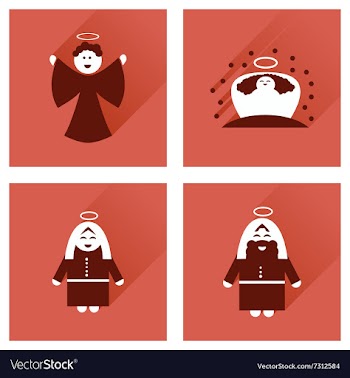 Concept of flat icons with long shadow holy Family vector image