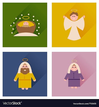 Concept of flat icons with long shadow holy Family vector image