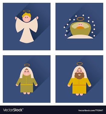 Concept of flat icons with long shadow holy Family vector image