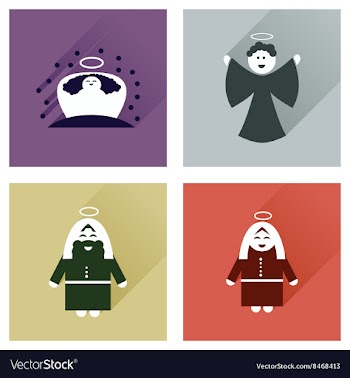 Concept of flat icons with long shadow holy Family vector image