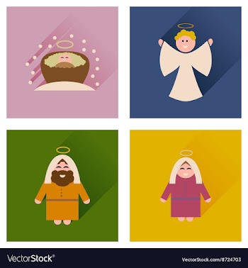 Concept of flat icons with long shadow holy Family vector image