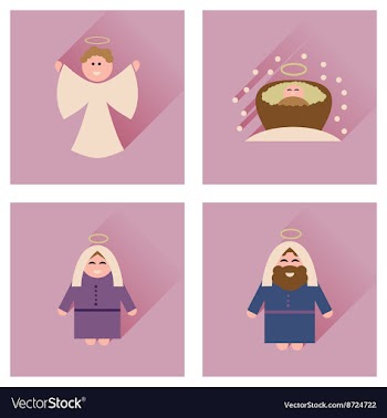 Concept of flat icons with long shadow holy Family vector image