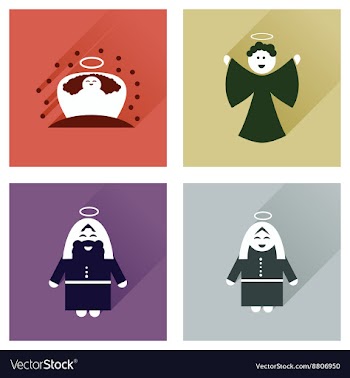 Concept of flat icons with long shadow holy Family vector image