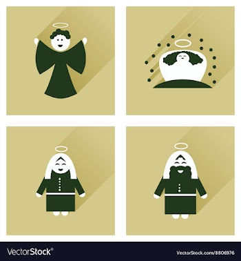 Concept of flat icons with long shadow holy Family vector image