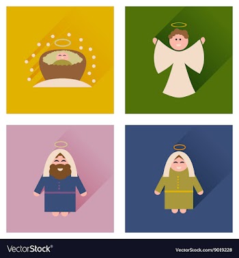 Concept of flat icons with long shadow holy Family vector image
