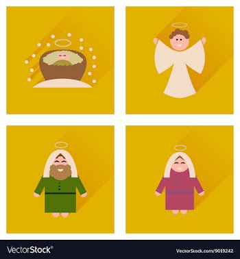 Concept of flat icons with long shadow holy Family vector image