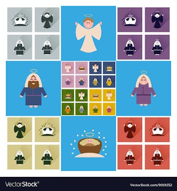 Concept of flat icons with long shadow holy Family vector image