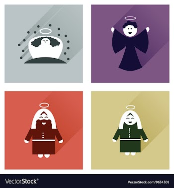 Concept of flat icons with long shadow holy Family vector image