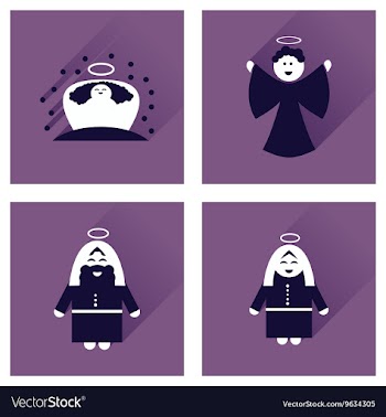 Concept of flat icons with long shadow holy Family vector image