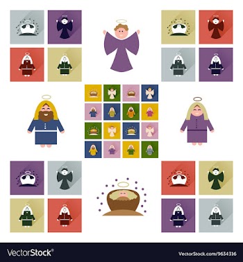 Concept of flat icons with long shadow holy Family vector image