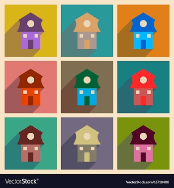 Concept of flat icons with long shadow house vector image