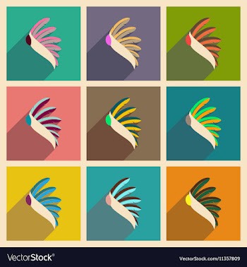 Concept of flat icons with long shadow Indian vector image