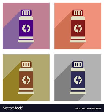 Concept of flat icons with long shadow jar Energy vector image