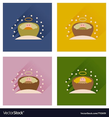 Concept of flat icons with long shadow Jesus vector image