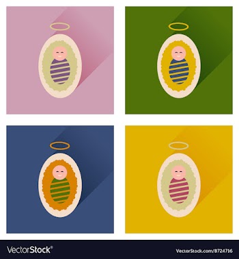 Concept of flat icons with long shadow Jesus vector image