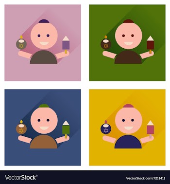 Concept of flat icons with long shadow Jewish vector image