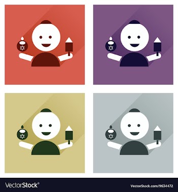 Concept of flat icons with long shadow Jewish vector image