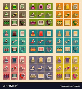 Concept of flat icons with long shadow judging vector image