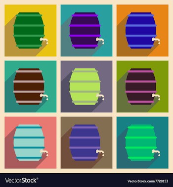Concept of flat icons with long shadow keg of beer vector image
