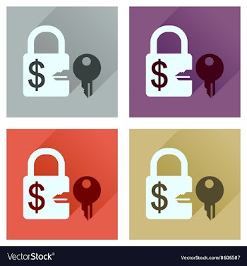 Concept of flat icons with long shadow key lock vector image
