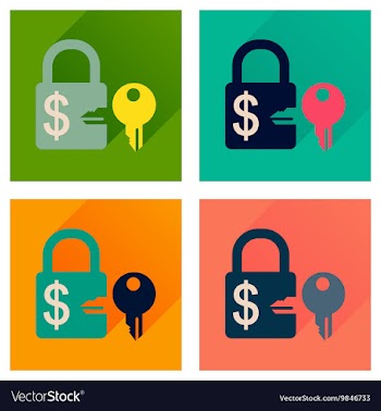 Concept of flat icons with long shadow key lock vector image