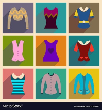 Concept of flat icons with long shadow ladies vector image