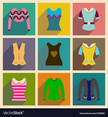 Concept of flat icons with long shadow ladies vector image