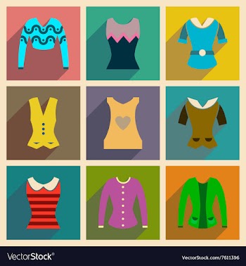 Concept of flat icons with long shadow ladies vector image