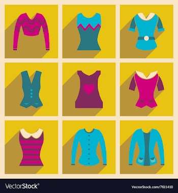Concept of flat icons with long shadow ladies vector image