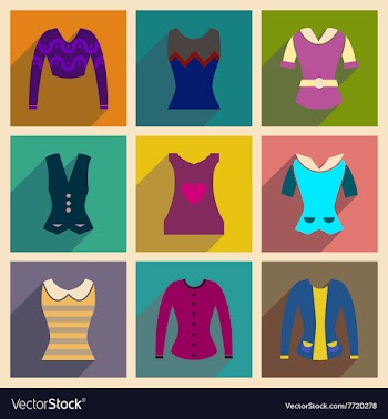 Concept of flat icons with long shadow ladies vector image