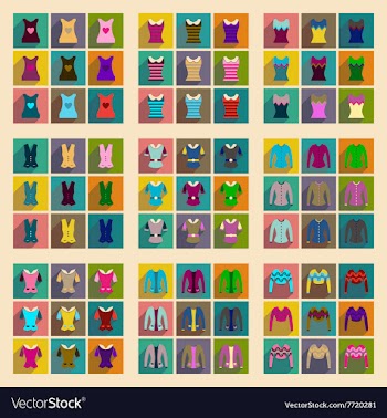 Concept of flat icons with long shadow ladies vector image