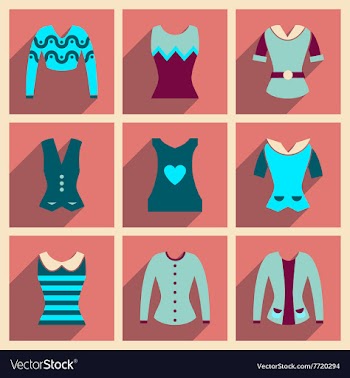 Concept of flat icons with long shadow ladies vector image
