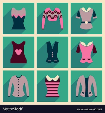 Concept of flat icons with long shadow ladies vector image