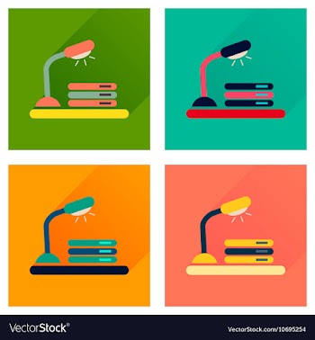 Concept of flat icons with long shadow lamp vector image