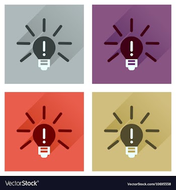 Concept of flat icons with long shadow light bulb vector image