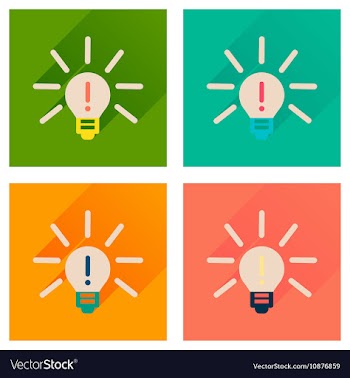 Concept of flat icons with long shadow light bulb vector image