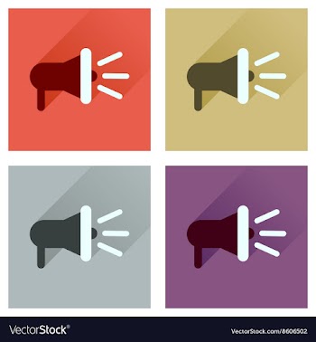 Concept of flat icons with long shadow loudspeaker vector image