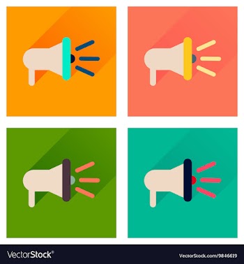 Concept of flat icons with long shadow loudspeaker vector image